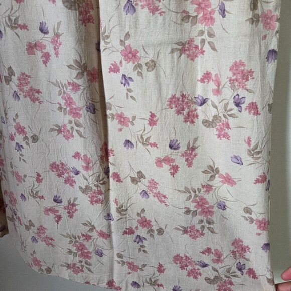 EUC VAN HEUSEN WOMEN FLORAL LONG LINEN BLEND A LINE SKIRT SIZE SMALL - Picture 4 of 16